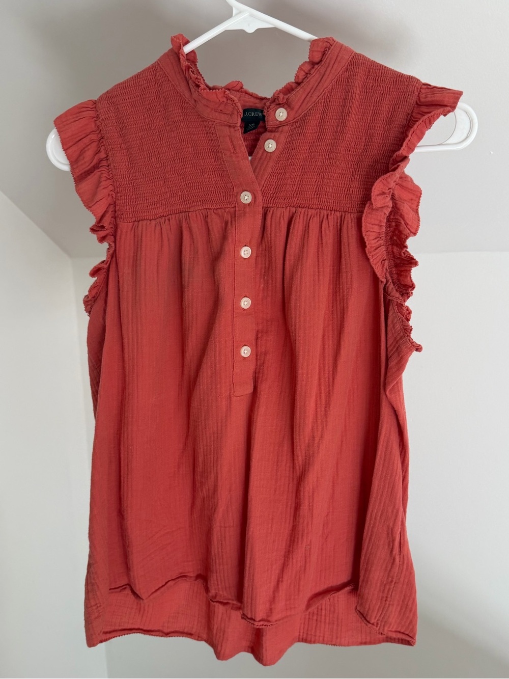 J. Crew Coral Ruffle Sleeve Button-Front Women's Top size XS